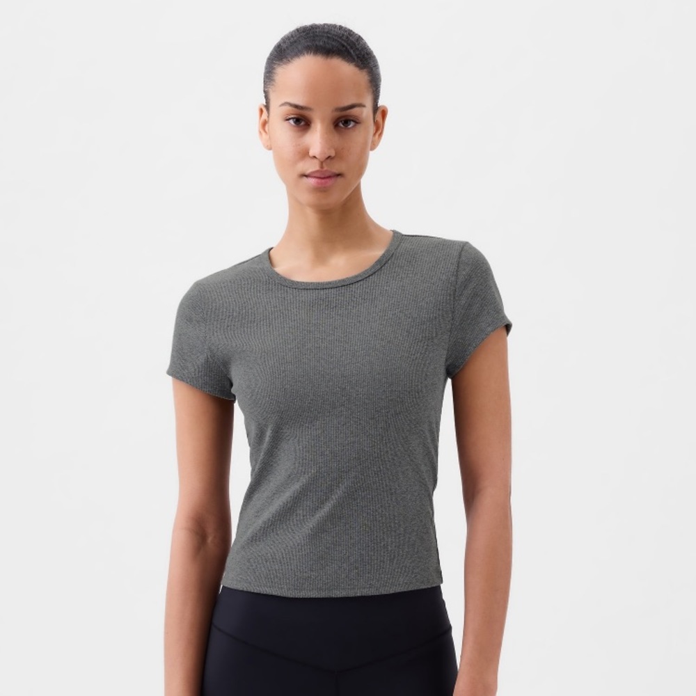 Ribbed Crop Gray Baby Tee